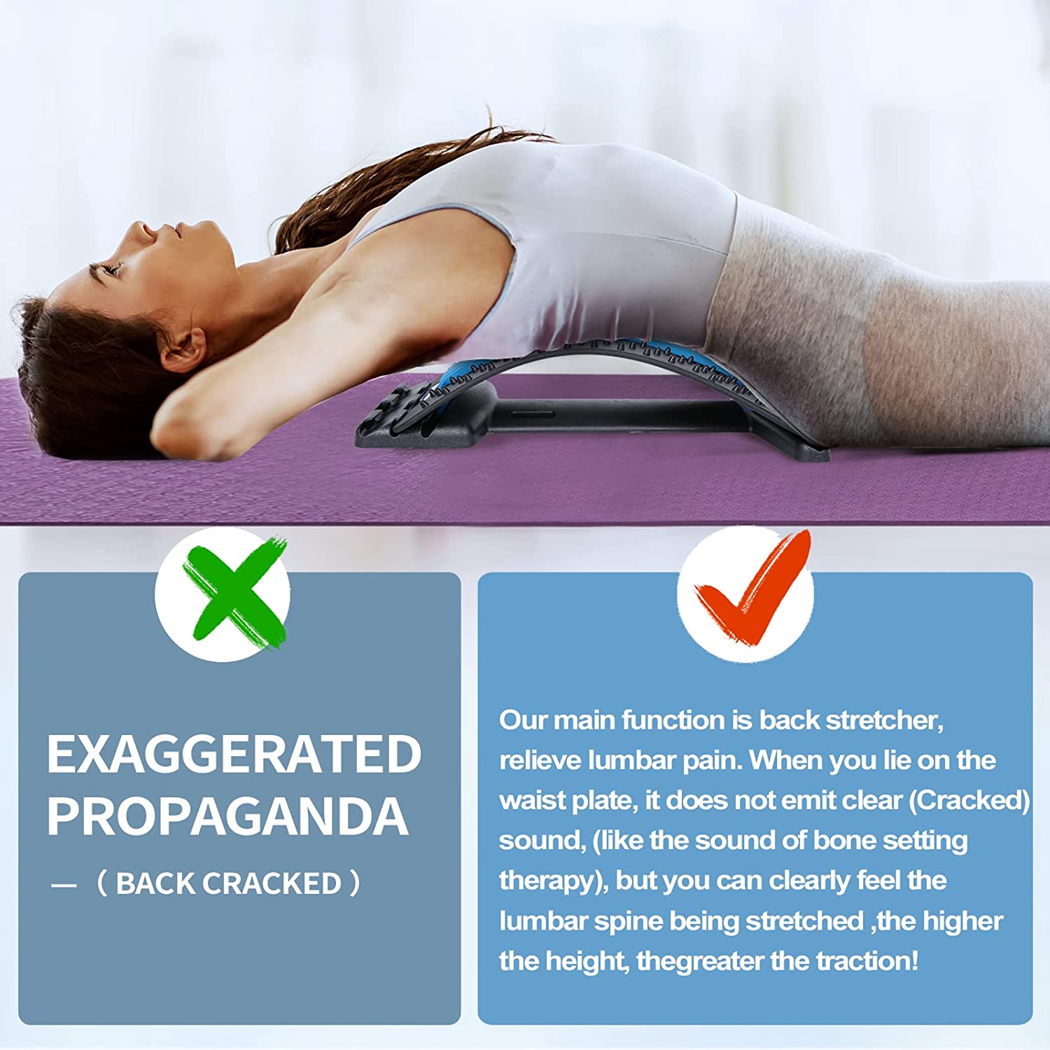 Back Stretcher for Lower Back & Lumbar Support – Spine Stretching Device with Multi-Level Design | Back Massage Stretcher & Posture Support Tool for Home Use