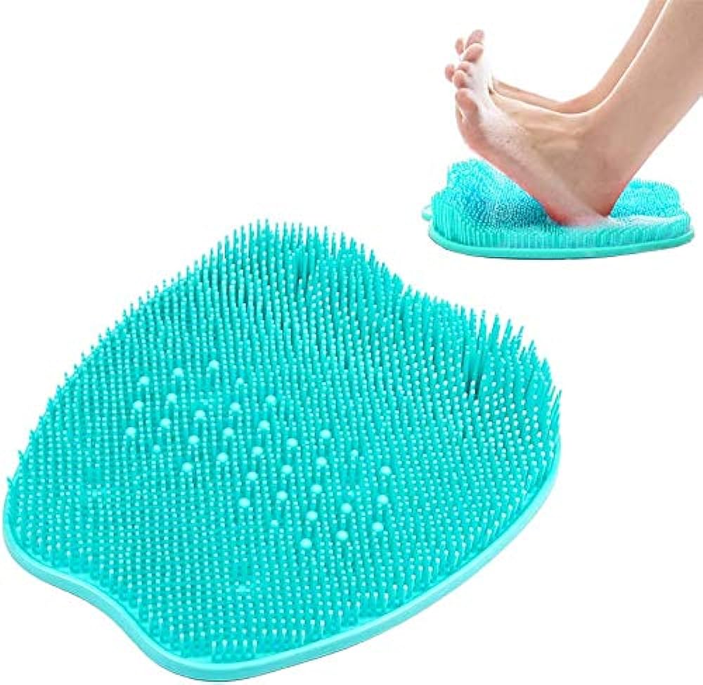 Silicone Shower Foot Scrubber Mat | Wall-Mounted Foot Cleaner with Suction Cups | Non-Slip Exfoliating Massage Mat for Feet & Back Cleaning in Bathroom