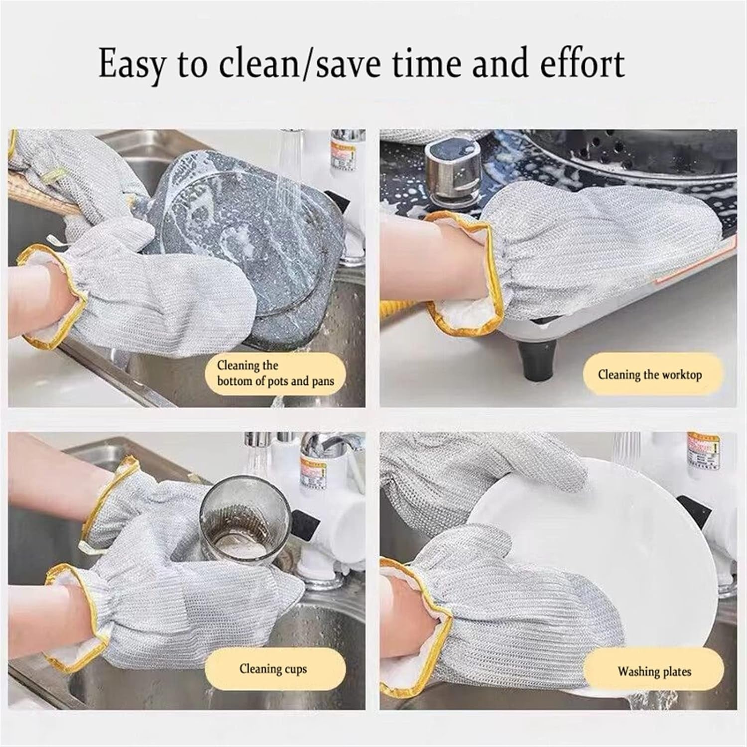 Steel Wire Dishwashing Gloves | Waterproof & Heat Resistant Kitchen Cleaning Gloves | Reusable Anti-Slip Scrubbing Mitts for Pots, Pans & Household Use (1Pc)