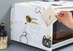 Waterproof Microwave Oven Cover with Storage Pockets | Dustproof Washable Kitchen Appliance Protector | Heat-Resistant Decorative Microwave Dust Cover with Double Side Organizer Pockets