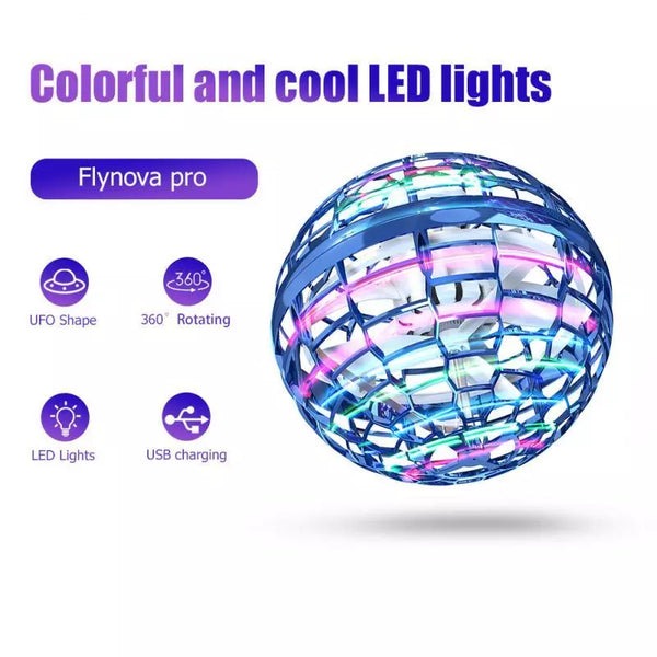 LED Flying Spinner Ball Toy | Hand Controlled Hover Flying Orb | Rechargeable Light Up Rotating Mini Flying Toy for Kids