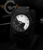 Black Arabic Aura Watch – Stylish Unisex Analog Wrist Watch with Marble Design Dial | Modern Quartz Timepiece for Men & Women | Trendy Fashion Watch with Adjustable Strap