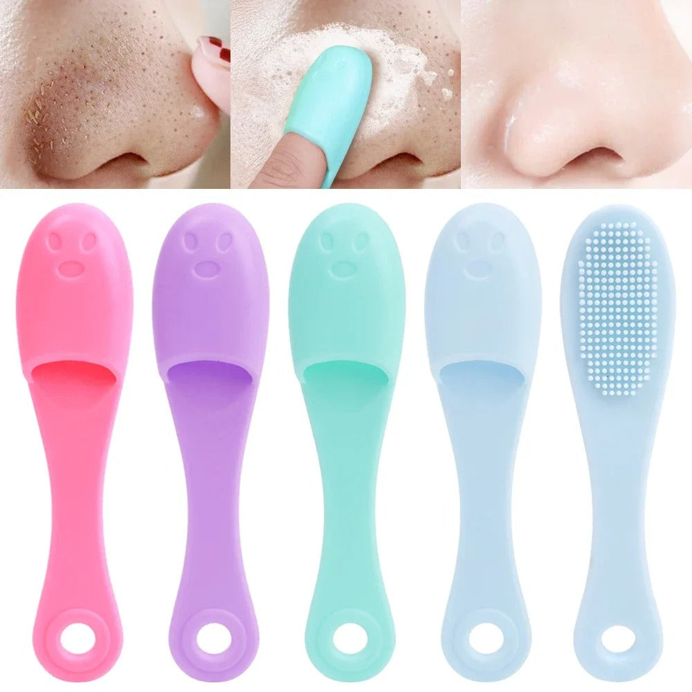 Silicone Face Cleansing Brush | Blackhead Remover & Nose Pore Cleaner | Soft Exfoliating Facial Scrubber & Skin Massage Tool (Pack of 1 – Random Color)