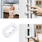 Fridge Lock with Key 2 Pcs Stainless Steel Double Door Fridge Locker Clip | Refrigerator Door Lock with Key | Child Safety Fridge Lock for Kids | Strong Adhesive & Durable