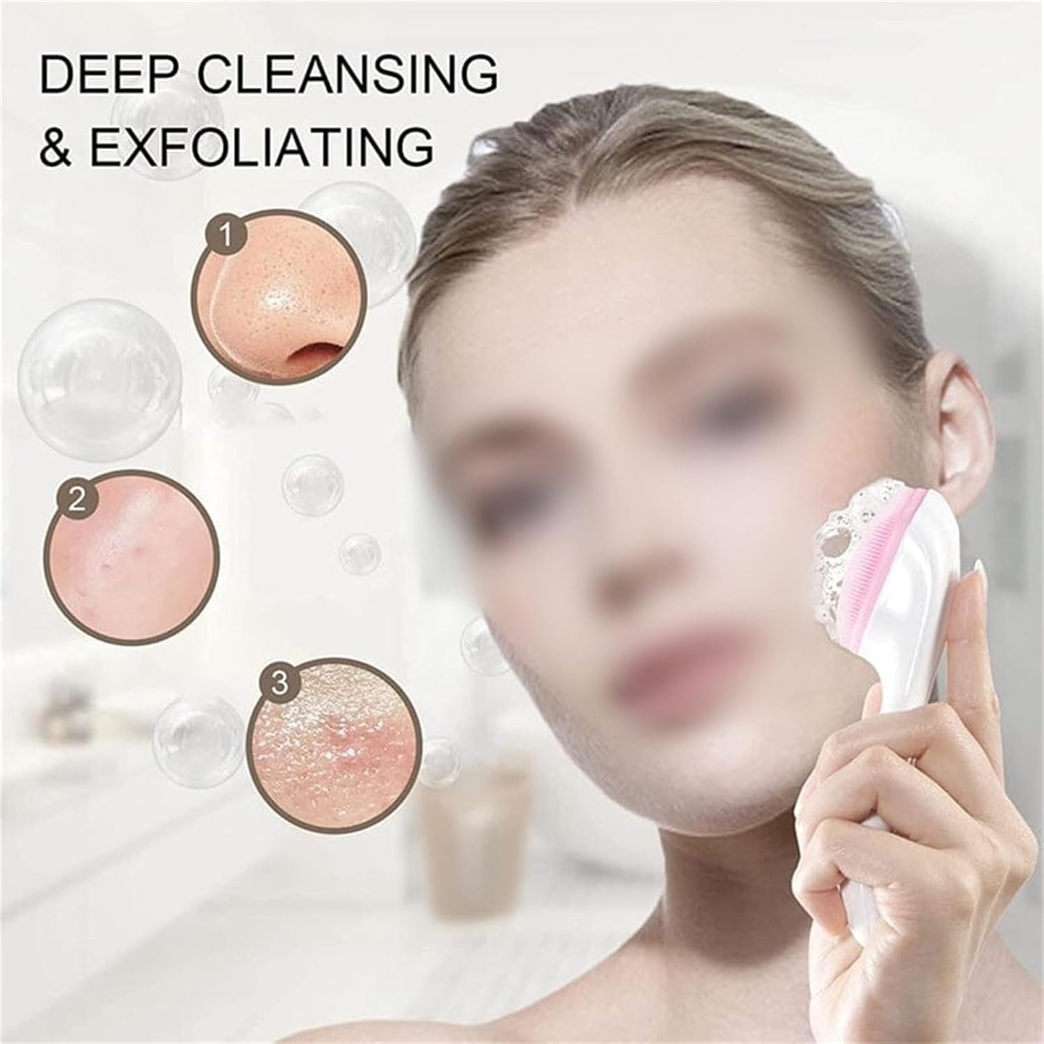 3D Double-Sided Silicone Facial Cleansing Brush – Manual Face Cleaning & Massage Tool | Soft Silicone Exfoliating Face Wash Brush