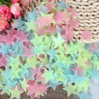 Pack of 100 Glow in the Dark 3D Stars | Luminous Fluorescent Wall Stickers for Kids Room, Bedroom Ceiling & Nursery Decoration