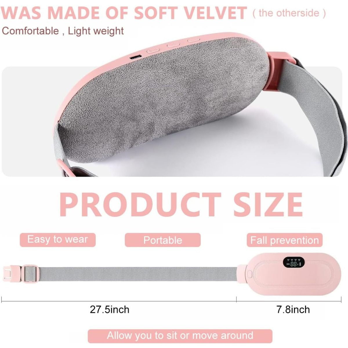 USB Rechargeable Heating Belt for Period Comfort – Electric Waist & Stomach Heating Pad with Adjustable Heat Levels for Girls & Women