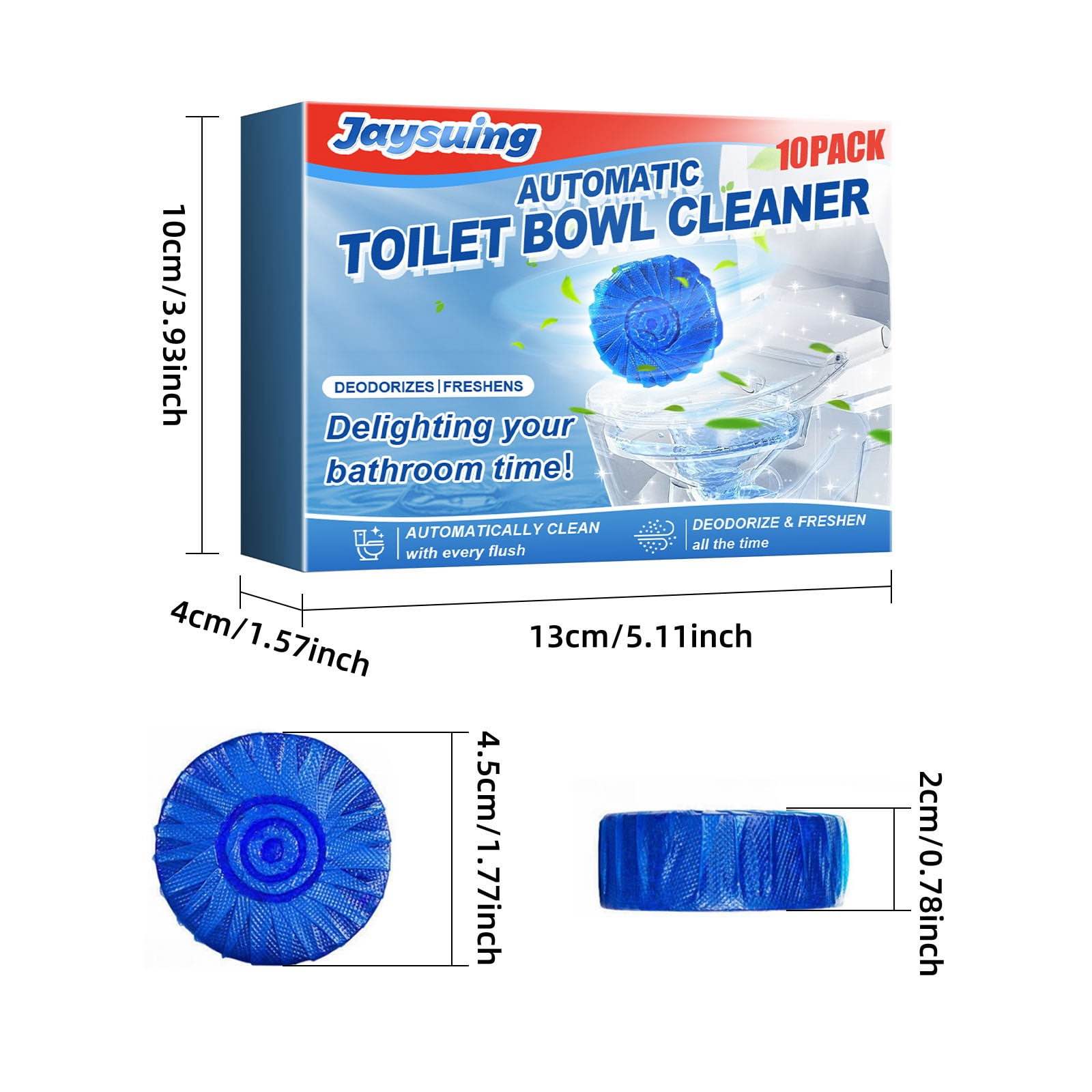10 Pcs Automatic Toilet Bowl Cleaner Tablets | Powerful Blue Bubble Block Toilet Deodorizer & Stain Remover | Long-Lasting WC Cleaning Tablets for Fresh Fragrance & Hygienic Bathroom Maintenance