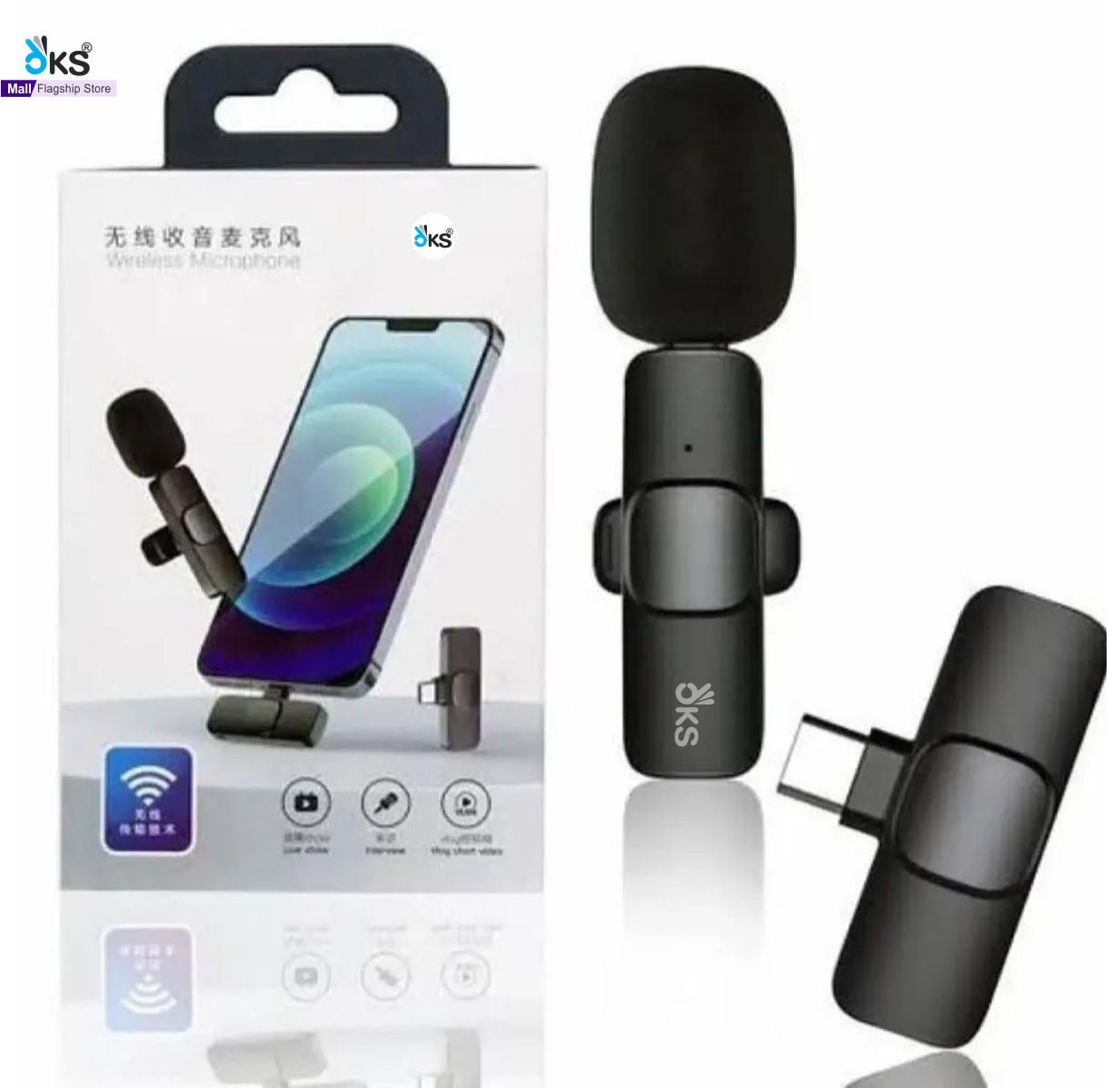 K35 Wireless Microphone with Receiver | Plug & Play Wireless Mic for Android, DSLR, Laptop & Mobile | Universal 3.5mm Wireless Mic for Vlogging, Interview & Podcast