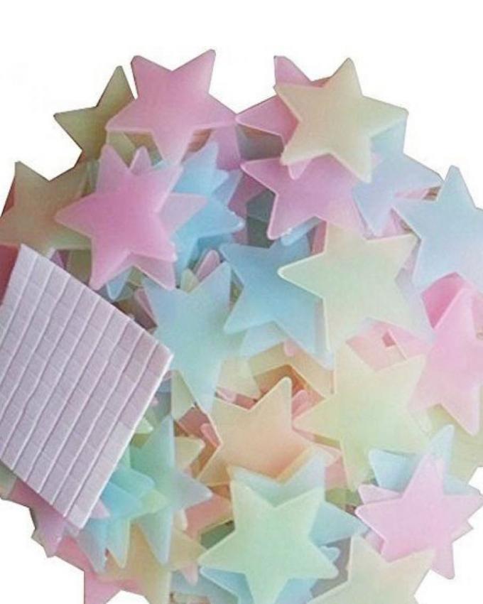 Pack of 100 Glow in the Dark 3D Stars | Luminous Fluorescent Wall Stickers for Kids Room, Bedroom Ceiling & Nursery Decoration