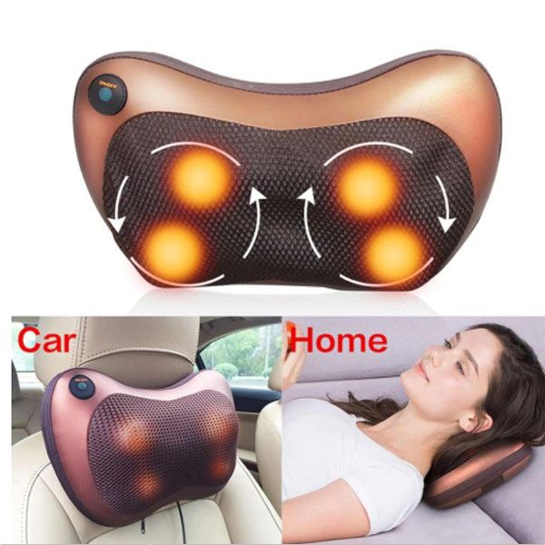 Electric Massage Pillow with Heat | Deep Kneading Neck, Back & Shoulder Massager Cushion | Heated Car & Home Pillow Massager for Relaxation Therapy and Body Pain Relief