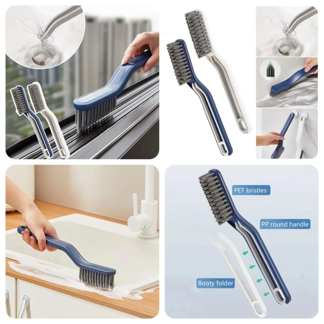 2-in-1 Floor Seam Cleaning Brush with Clip | Multi-Purpose V-Shape Grout Brush | Narrow Gap Cleaning Tool for Kitchen & Bathroom