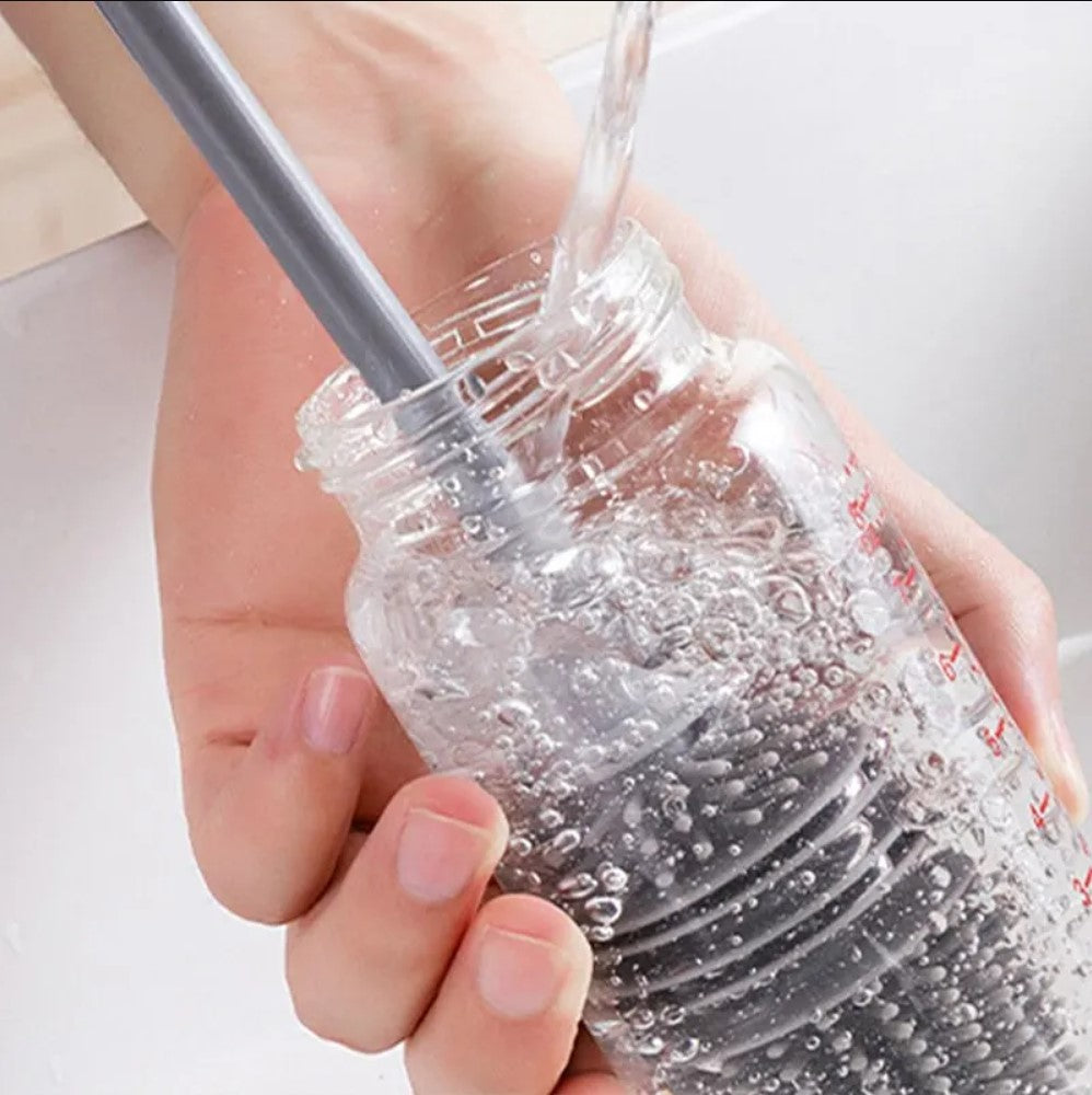 Silicone Bottle Cleaning Brush | Long Handle Non-Scratch Bottle Scrubber | Reusable Kitchen & Baby Bottle Cleaning Brush