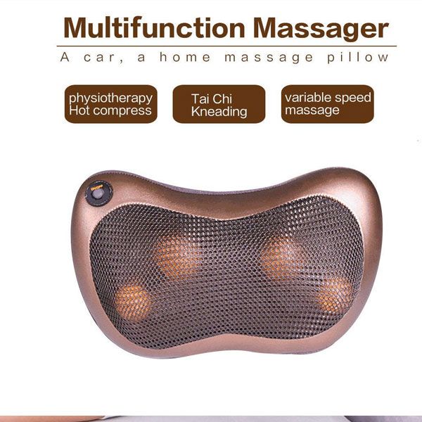Electric Massage Pillow with Heat | Deep Kneading Neck, Back & Shoulder Massager Cushion | Heated Car & Home Pillow Massager for Relaxation Therapy and Body Pain Relief