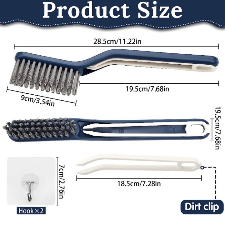 2-in-1 Floor Seam Cleaning Brush with Clip | Multi-Purpose V-Shape Grout Brush | Narrow Gap Cleaning Tool for Kitchen & Bathroom