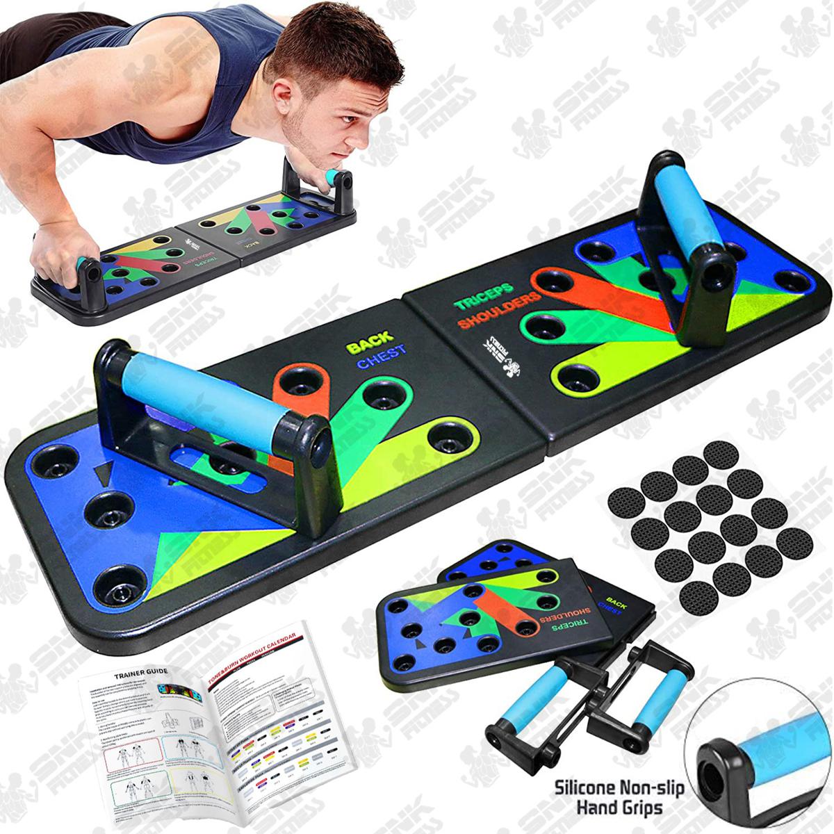 9-in-1 Push Up Board – Multi-Functional Fitness Push Up Trainer with Handles | Color-Coded Home Workout Board for Upper Body Training & Bodyweight Exercise