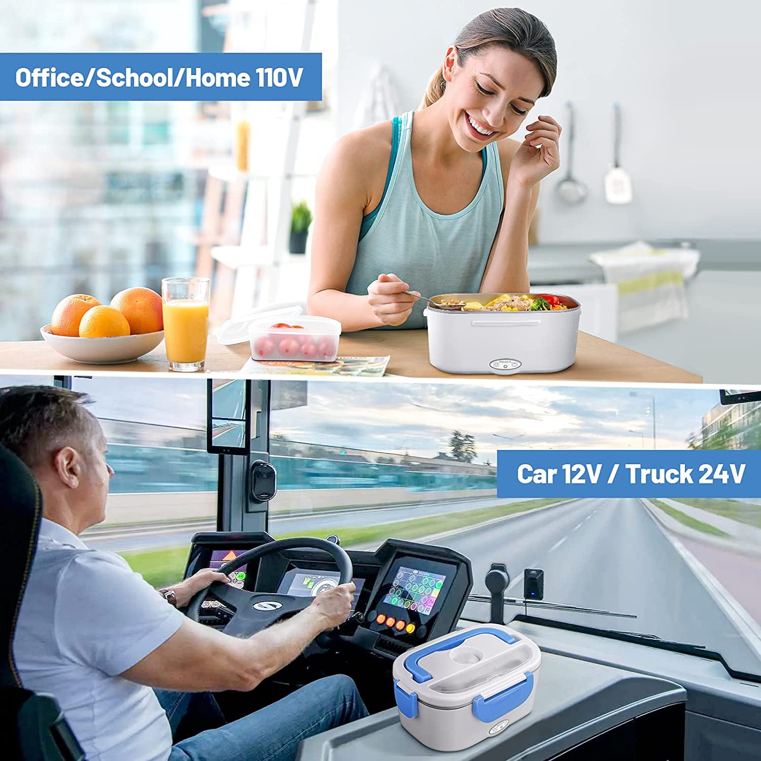 Electric Heating Lunch Box | Portable Food Warmer for Office & Travel | Self-Heating Lunch Container with Plug-In Power | Reusable Hot Meal Bento Box for Home, Car & Work Use