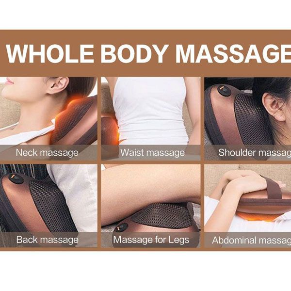 Electric Massage Pillow with Heat | Deep Kneading Neck, Back & Shoulder Massager Cushion | Heated Car & Home Pillow Massager for Relaxation Therapy and Body Pain Relief
