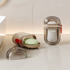 Portable Soap Holder with Lid | Travel Soap Dish Box with Drain Tray | Leakproof Plastic Soap Case for Bathroom, Shower, Gym & Outdoor Use