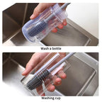 Silicone Bottle Cleaning Brush | Long Handle Non-Scratch Bottle Scrubber | Reusable Kitchen & Baby Bottle Cleaning Brush