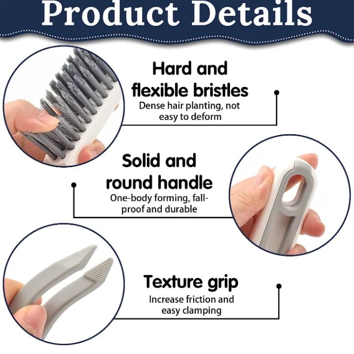 2-in-1 Floor Seam Cleaning Brush with Clip | Multi-Purpose V-Shape Grout Brush | Narrow Gap Cleaning Tool for Kitchen & Bathroom