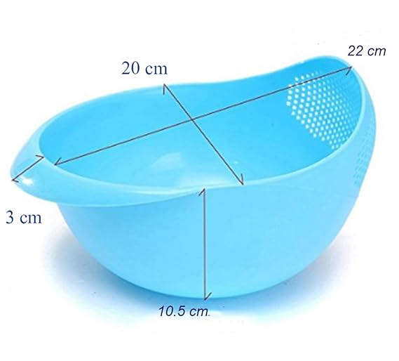 1PC Plastic Drain Basket & Rice Washing Bowl | Multi-Functional Kitchen Strainer Bowl for Fruits, Vegetables, and Salad | Double-Layer Water Draining Basket with Handle
